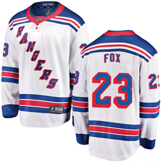 Men Adult Authentic New York Rangers 23 Adam Fox Royal White Home Adidas NHL Jersey
